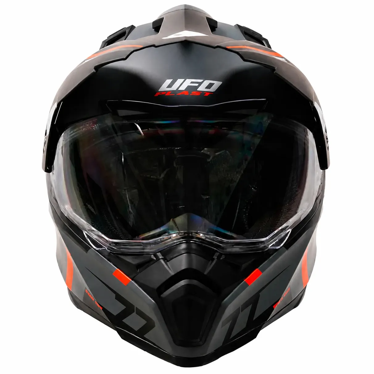 جلو کلاه کاسکت ادونچری یوفو مدل ARIES MATT GRAY BLACK ORANGE
