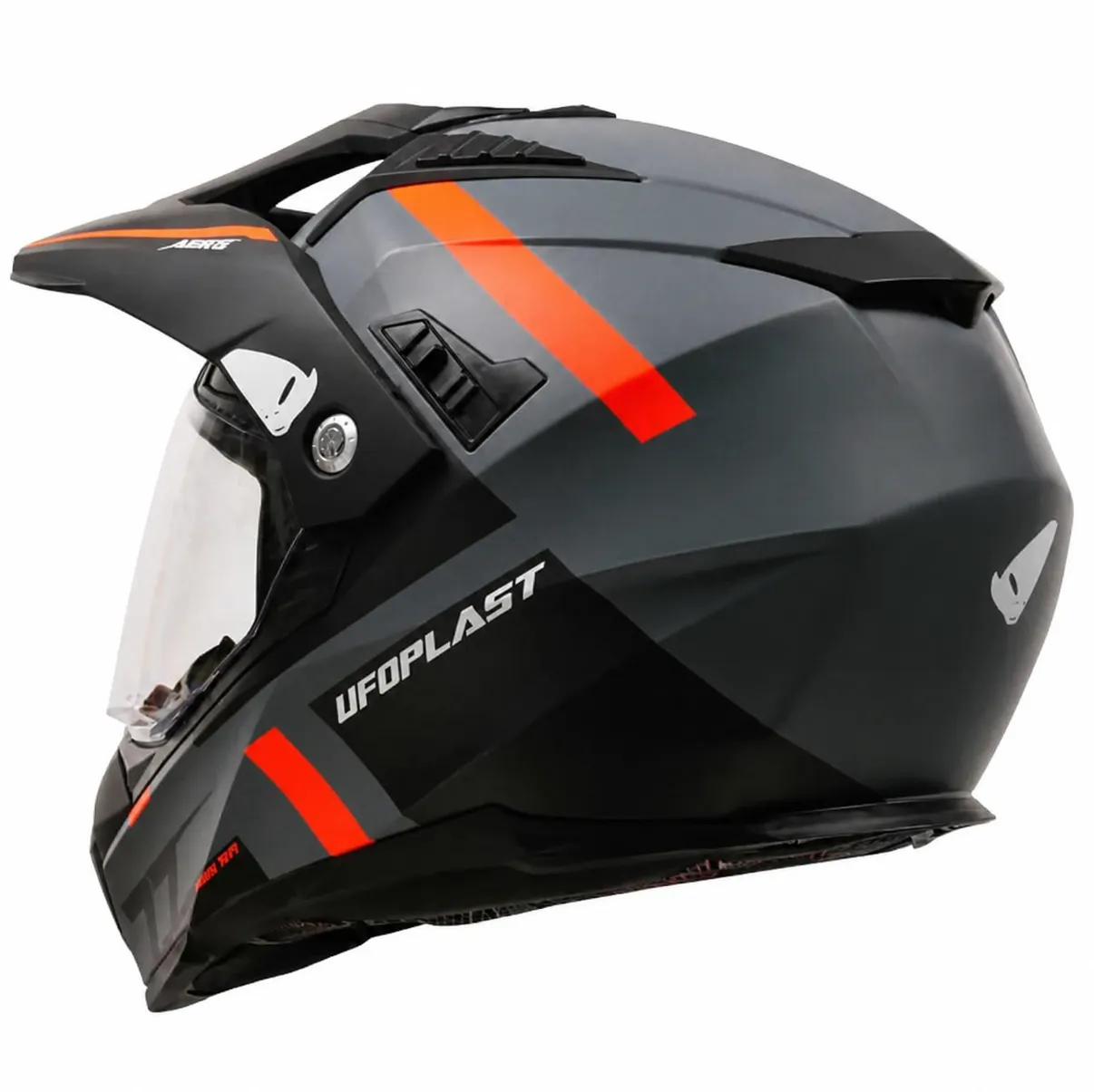 سه رخ پشت کلاه کاسکت ادونچری یوفو مدل ARIES MATT GRAY BLACK ORANGE