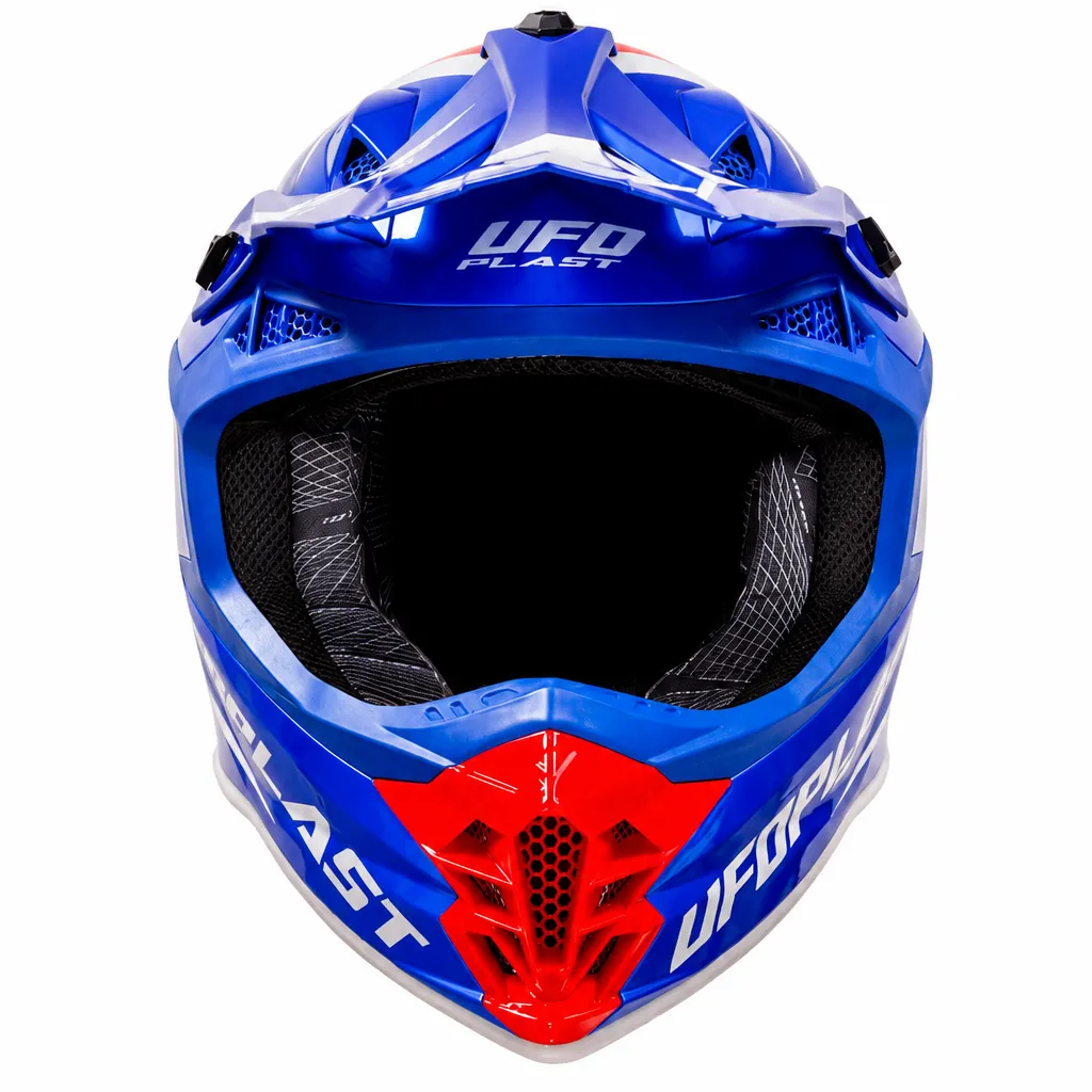 رخ کلاه کاسکت کراسی یوفو مدل INTREPID BLUE RED WHITE ORANGE