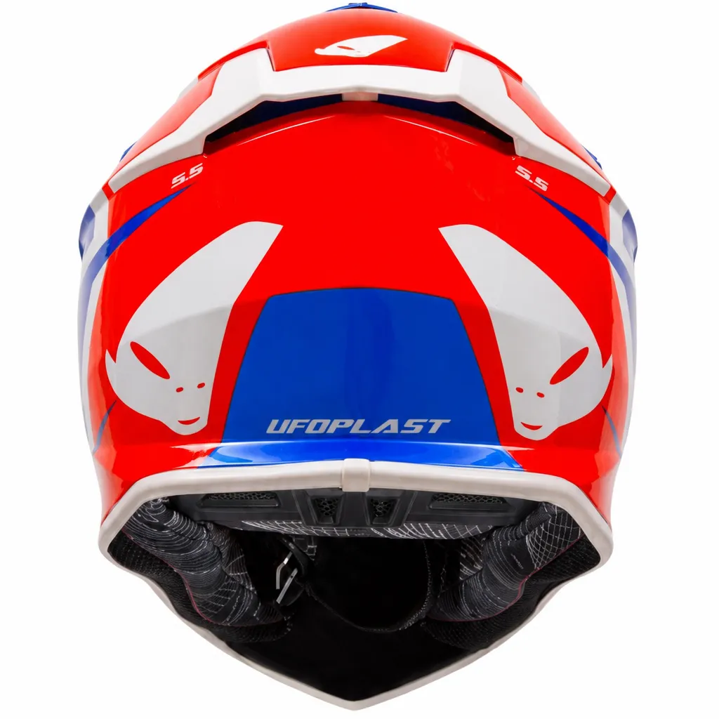 پشت کلاه کاسکت کراسی یوفو مدل INTREPID BLUE RED WHITE ORANGE