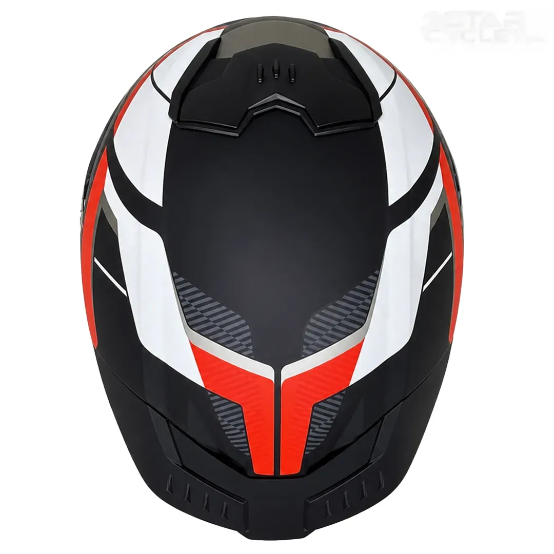بالای کلاه کاسکت فک ثابت LS2 مدل STREAM2 FF808-2 MATT BLACK RED WHITE