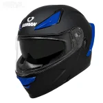 کلاه کاسکت فک متحرک سومان مدل F2 MATT BLACK BLUE