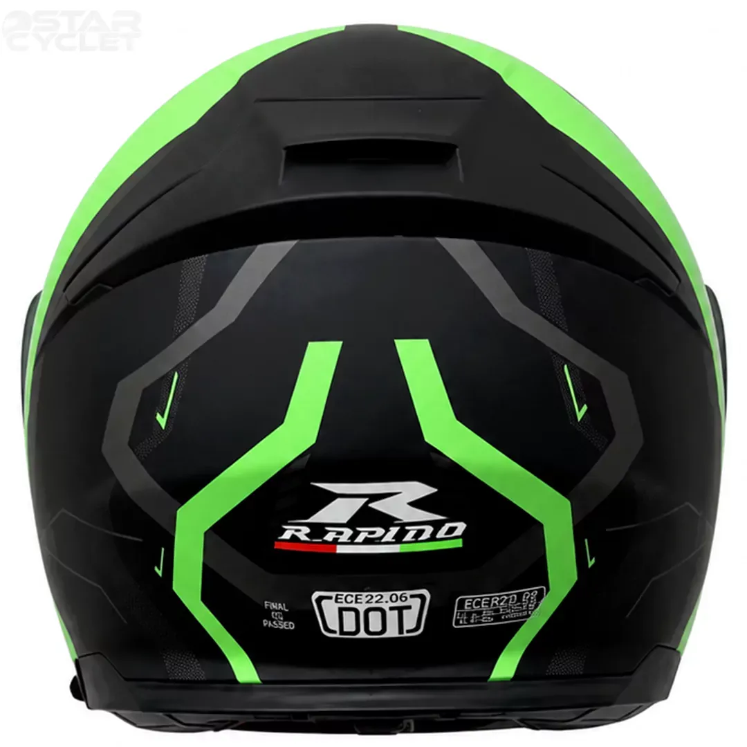 خرید کلاه کاسکت فک متحرک راپیدو مدل 950 matt black green با قیمت مناسب