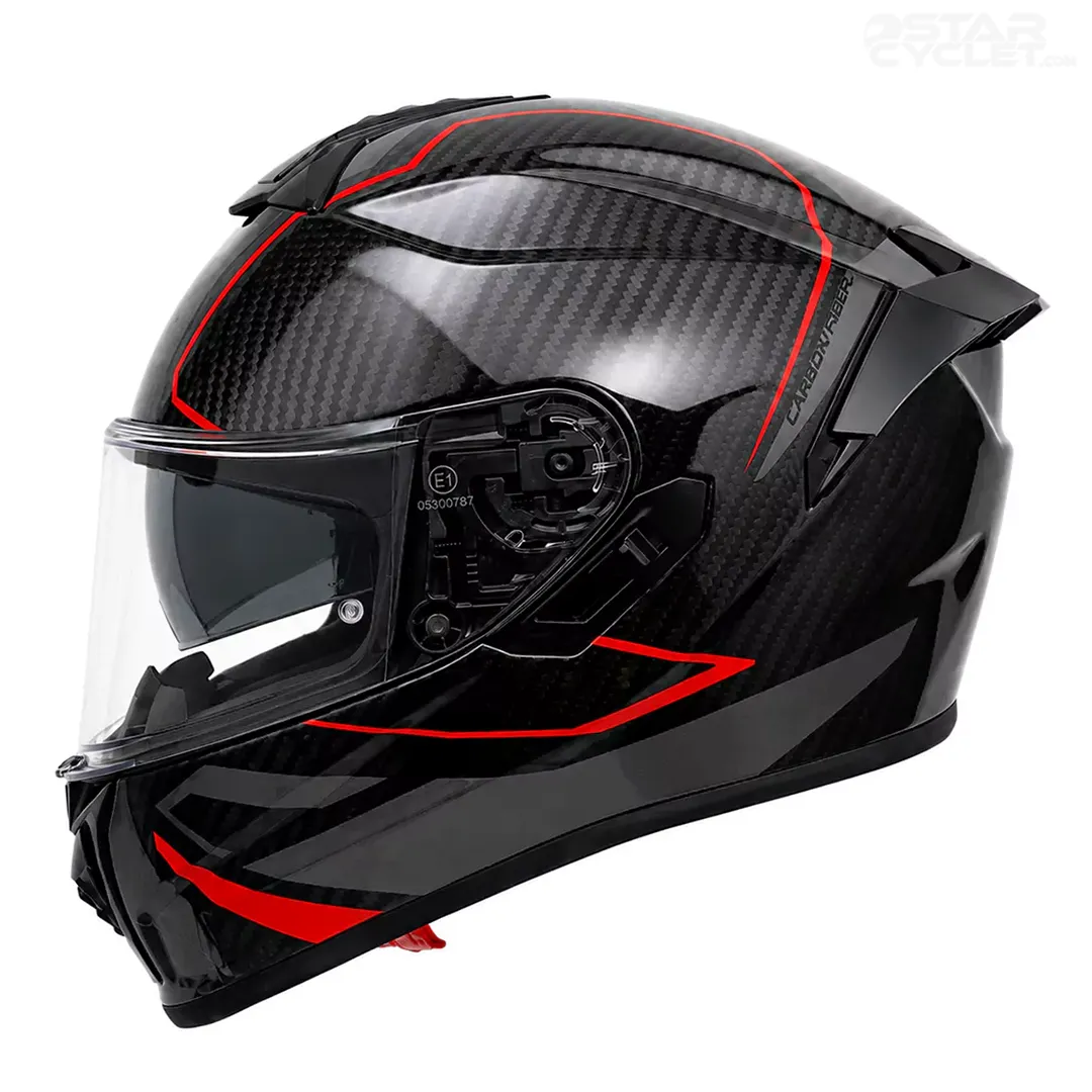 خرید کلاه کاسکت فک ثابت راپیدو مدل 101SV CARBON GLOSSY RED GRAY