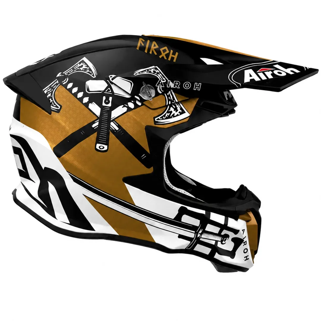 عکس کلاه کاسکت کراسی AIROH مدل SWORD TWIST2 BLACK GOLD MATT