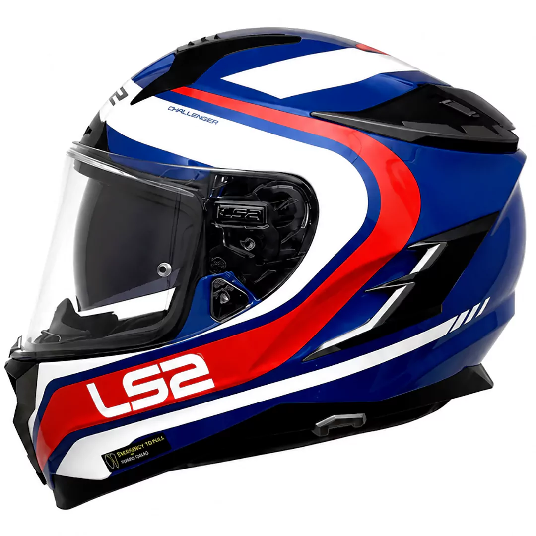 خرید کلاه کاسکت فک ثابت LS2 مدل CHALLENGER BLUE WHITE RED