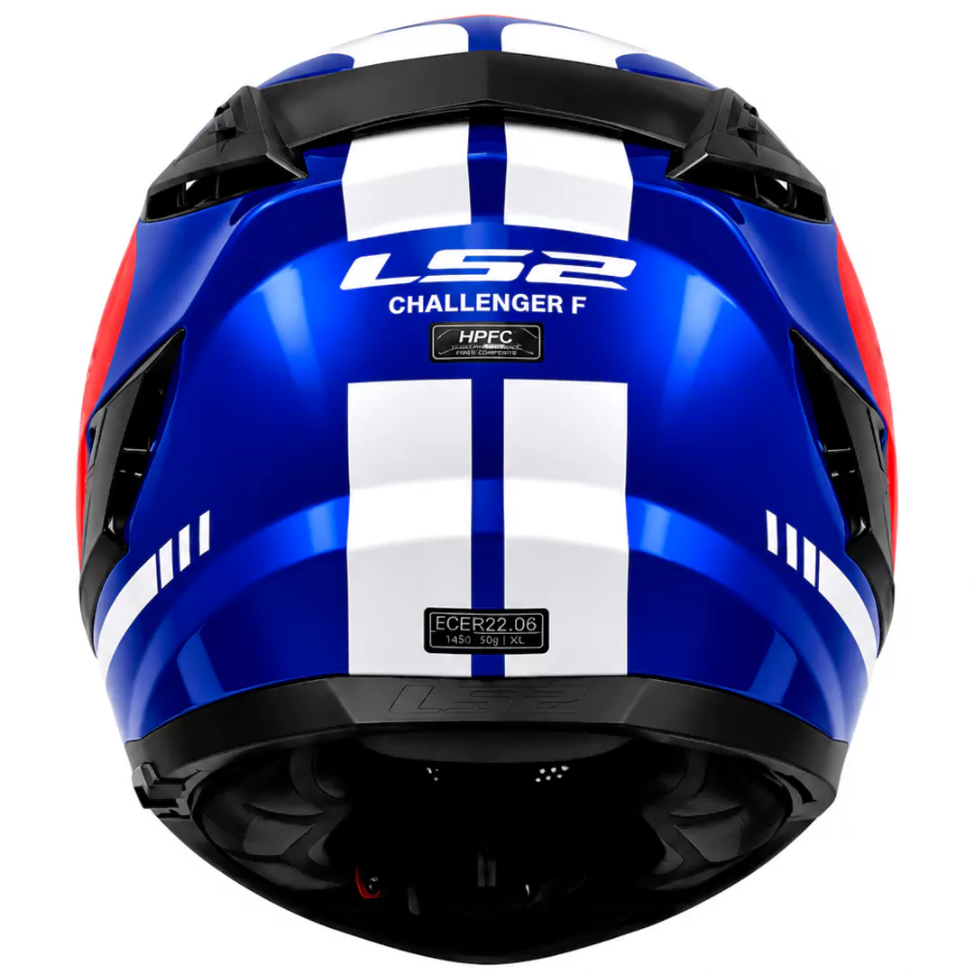 پشت کلاه کاسکت فک ثابت LS2 مدل CHALLENGER BLUE WHITE RED