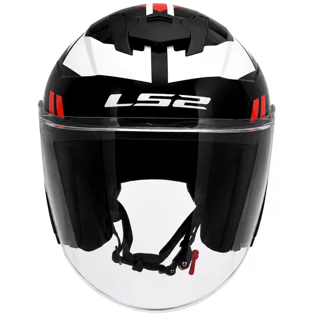 جلو کلاه کاسکت بدون فک LS2 مدل COMPASS BLACK WHITE RED 626
