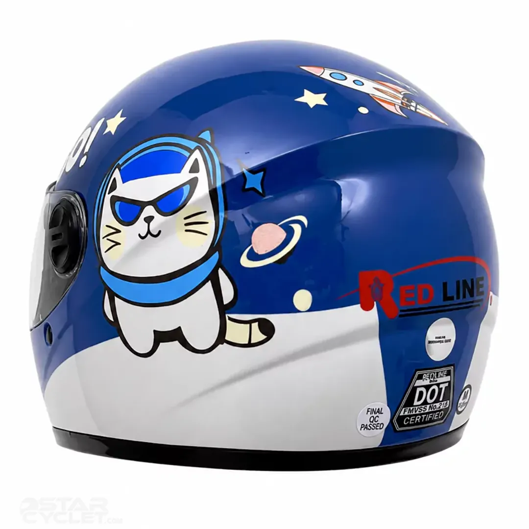 خرید کلاه کاسکت فک ثابت بچگانه REDLINE مدل 6-906 BRIGHT BLUE CAT از نمایندگی