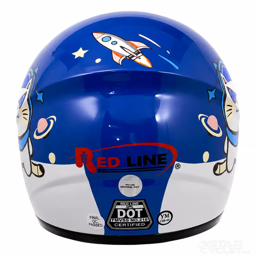 عکس کلاه کاسکت فک ثابت بچگانه REDLINE مدل 6-906 BRIGHT BLUE CAT