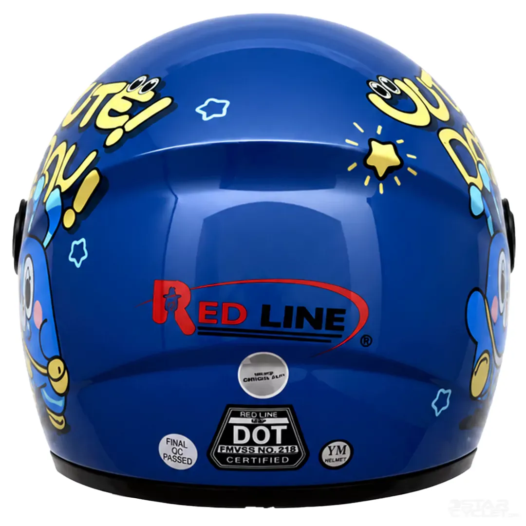 عکس کلاه کاسکت فک ثابت بچگانه REDLINE مدل 9-906 BRIGHT BLUE MONSTER