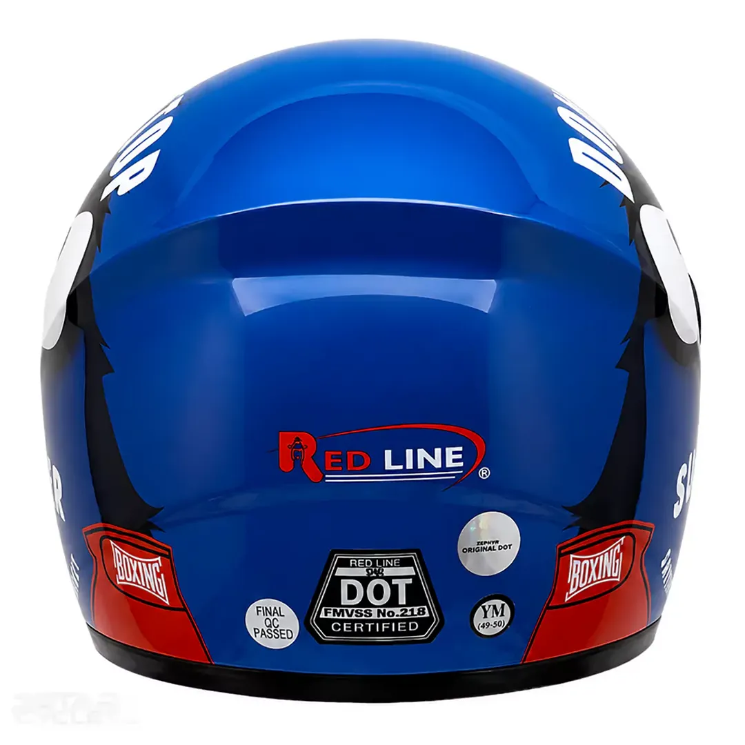 عکس کلاه کاسکت فک ثابت بچگانه REDLINE مدل 13-906 BRIGHT BLUE BOXER