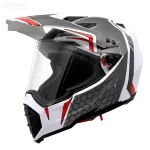 کلاه کاسکت ادونچری زیزو مدل AW8686C WHITE GRAY RED