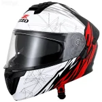 کلاه کاسکت فک متحرک زیزو مدل 1900PLUS WHITE BLACK RED