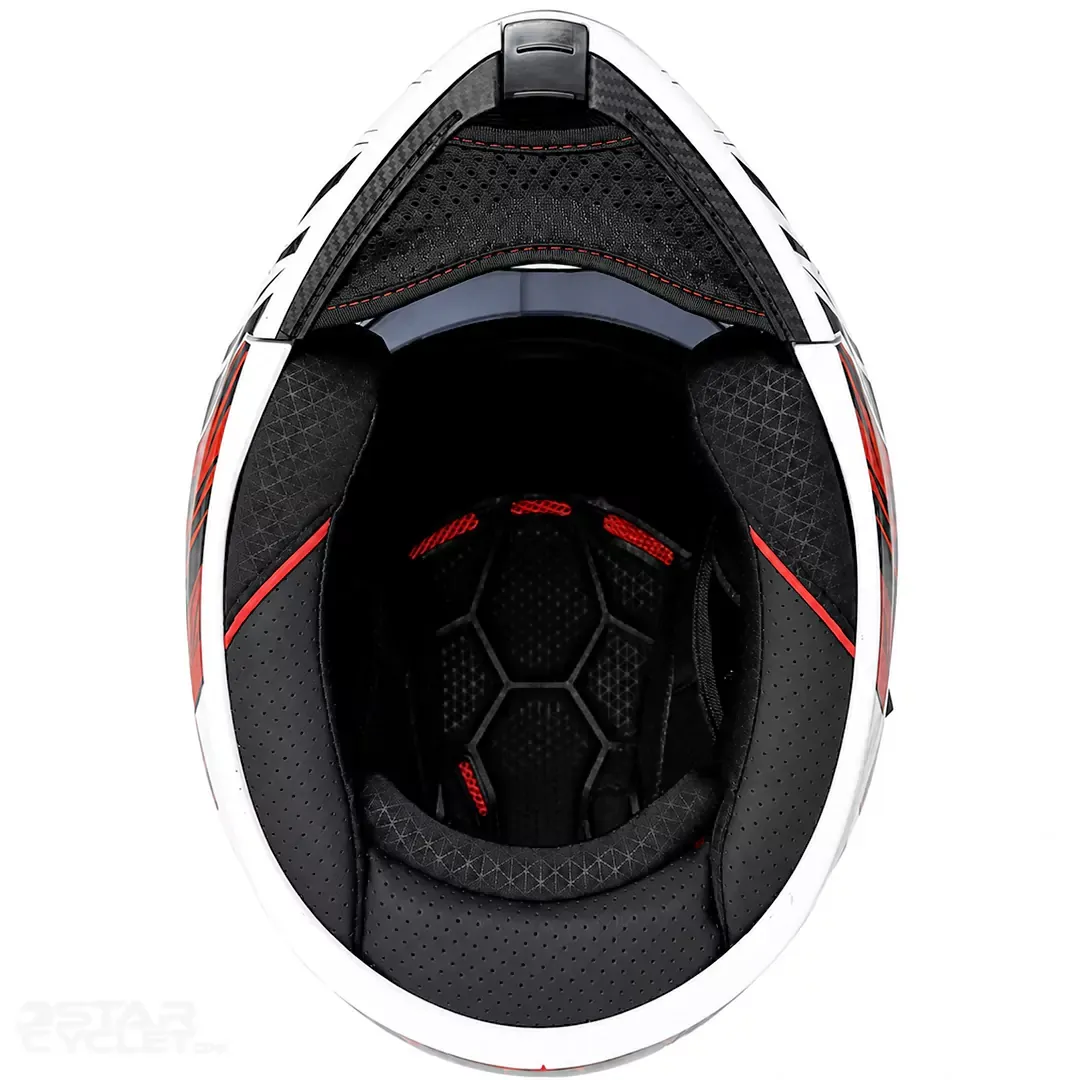 خرید کلاه کاسکت فک متحرک زیزو مدل 1900PLUS WHITE BLACK RED اورجینال
