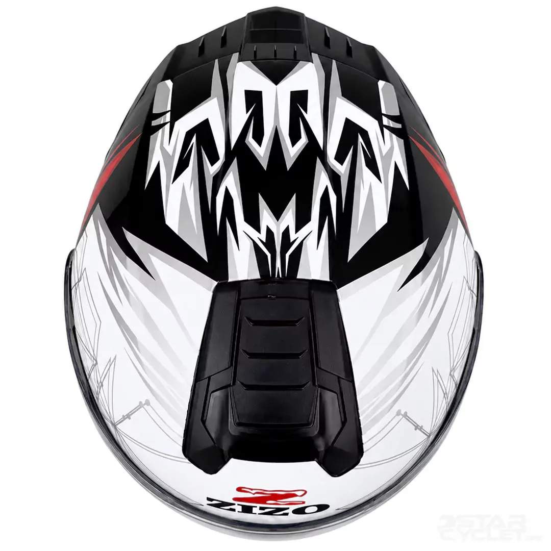 خرید کلاه کاسکت فک متحرک زیزو مدل 1900PLUS WHITE BLACK RED اصل