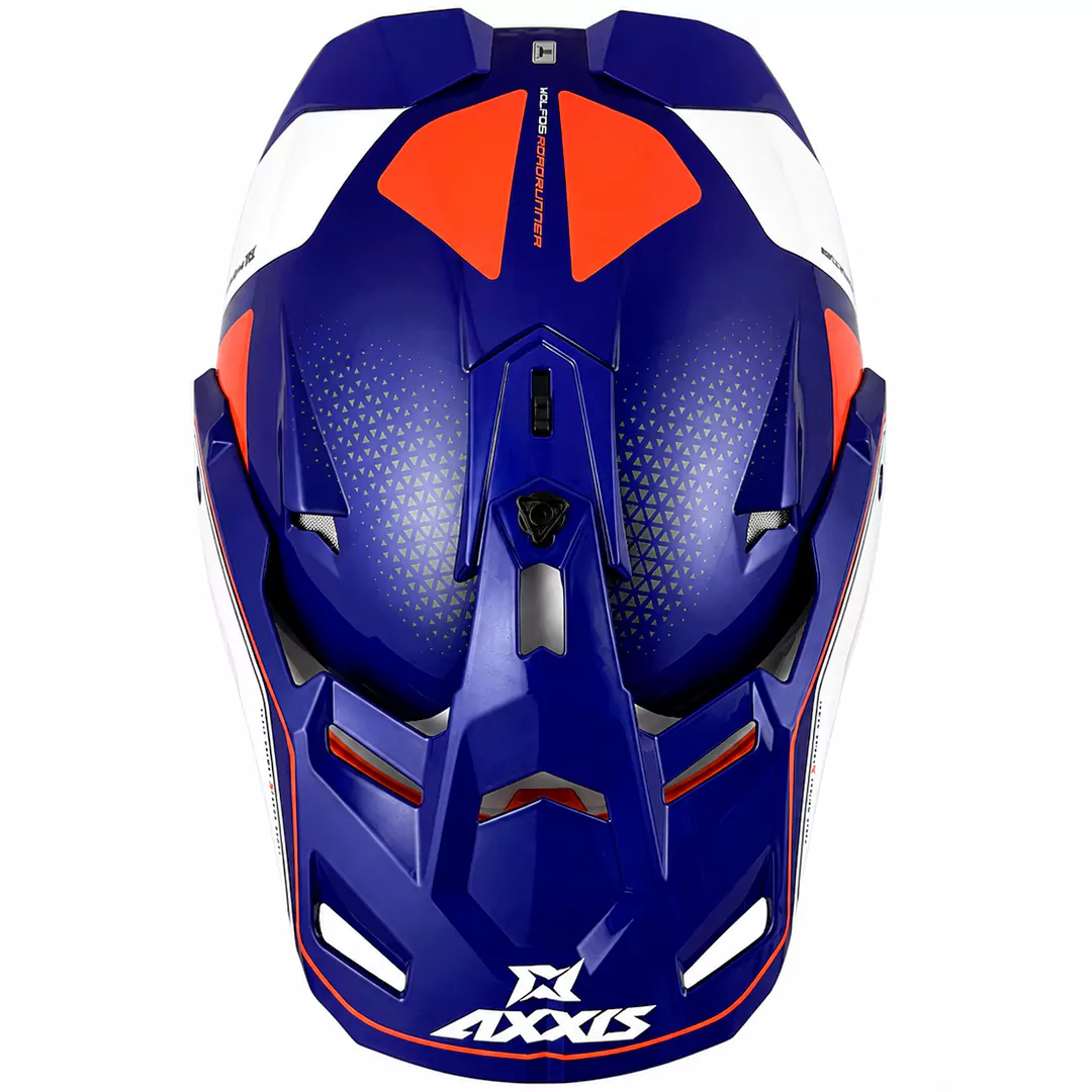 خرید کلاه کاسکت ادونچری اکسیس مدل WOLF DS ROADRUNNER C7 BLUE WHITE ORANGE با کیفیت بالا