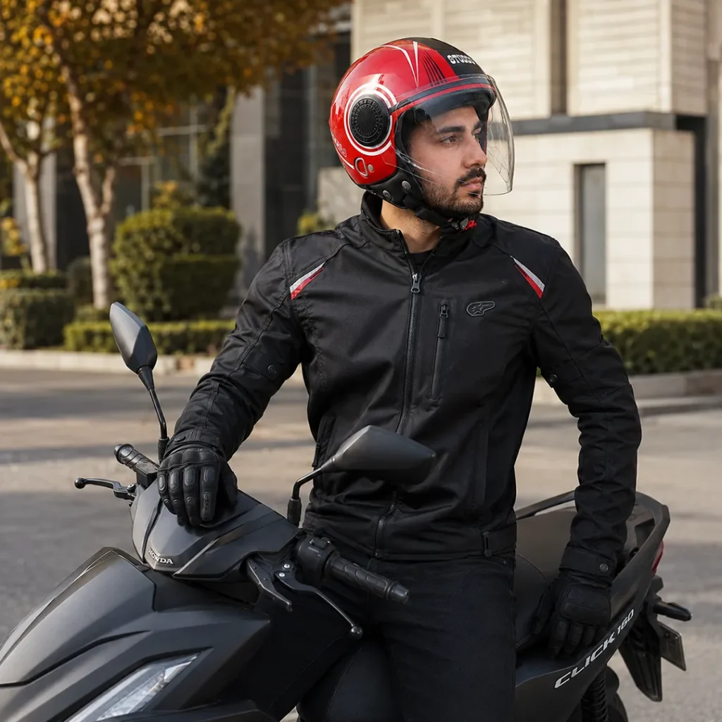 خرید ‏کلاه کاسکت بدون فک استادز مدل URBAN SUPER RED BLACK WHITE با قیمت مناسب