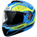 کلاه کاسکت فک متحرک استادز مدل TROOPER D1 BLUE PHOSPHORIC