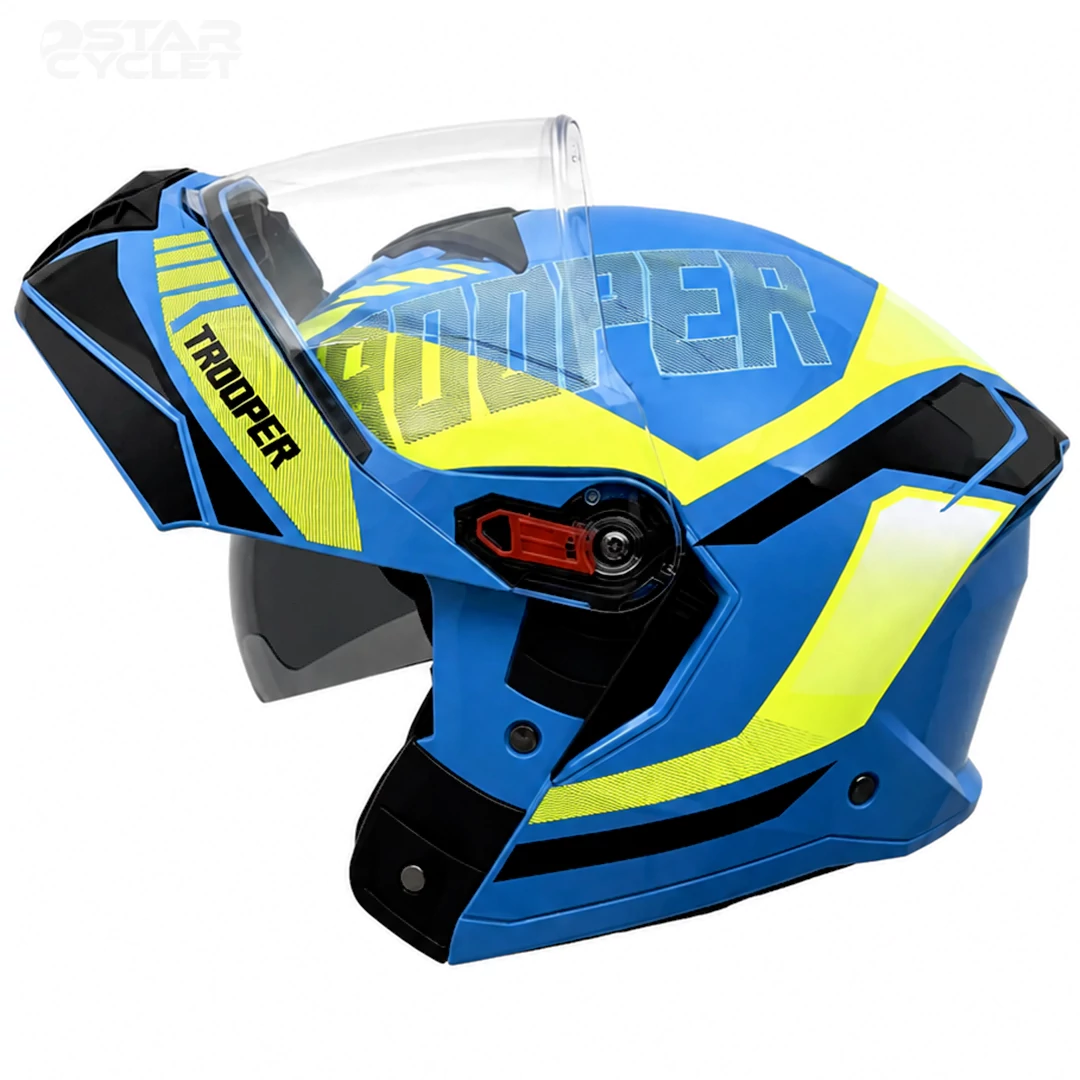 قیمت ‏کلاه کاسکت فک متحرک استادز مدل TROOPER D1 BLUE PHOSPHORIC