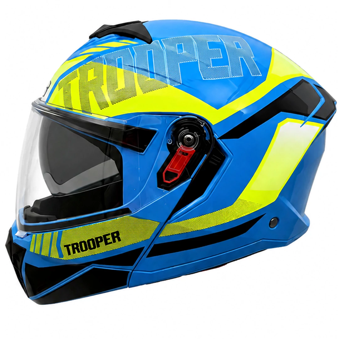 خرید ‏کلاه کاسکت فک متحرک استادز مدل TROOPER D1 BLUE PHOSPHORIC