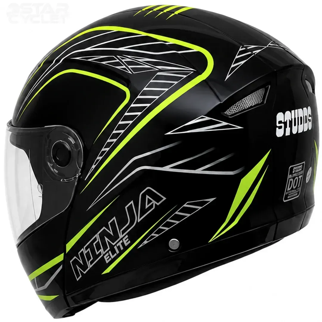 عکس کلاه کاسکت فک متحرک استادز مدل NINJA ELITE BLACK GREEN WHITE