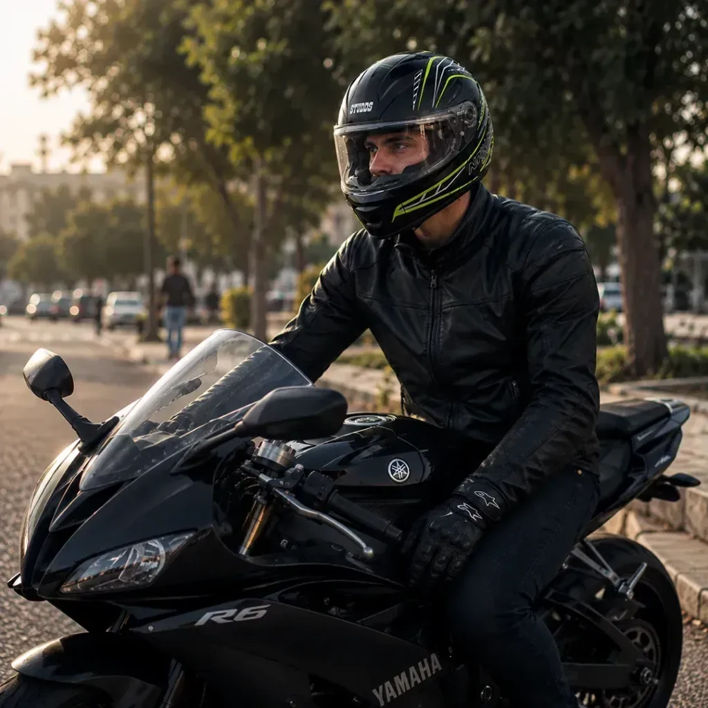 خرید کلاه کاسکت فک متحرک استادز مدل NINJA ELITE BLACK GREEN WHITE با کیفیت بالا