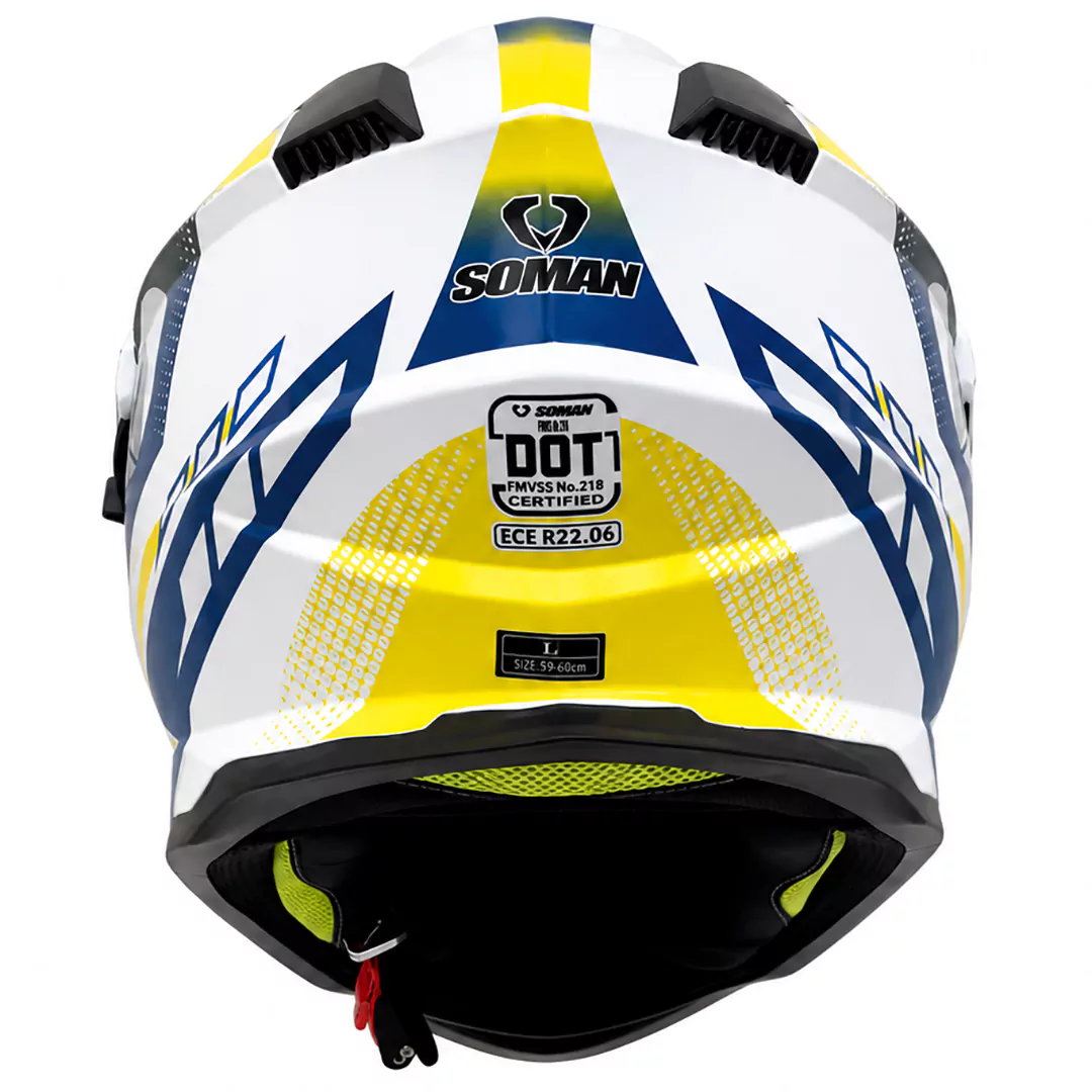پشت کلاه کاسکت ادونچری سومان مدل M10 FUSION BLUE YELLOW