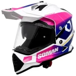 کلاه کاسکت ادونچری سومان مدل M10 FUSION PINK BLUE
