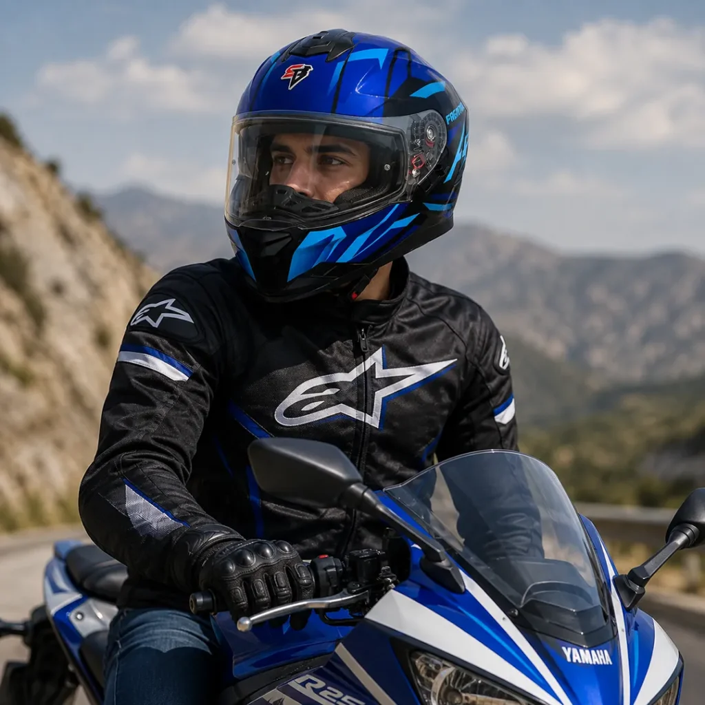 خرید کلاه کاسکت فک ثابت STEELBIRD مدل BLACK BLUE اورجینال