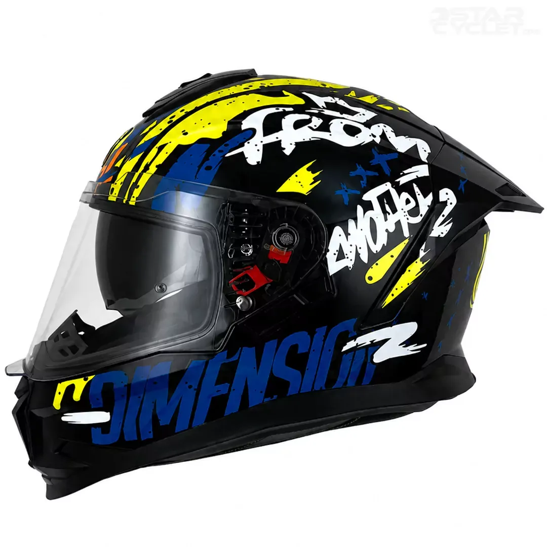 خرید کلاه کاسکت فک ثابت STEELBIRD مدل TSBH57 FIGHTERE BLACK BLUE WHITE YELLOW