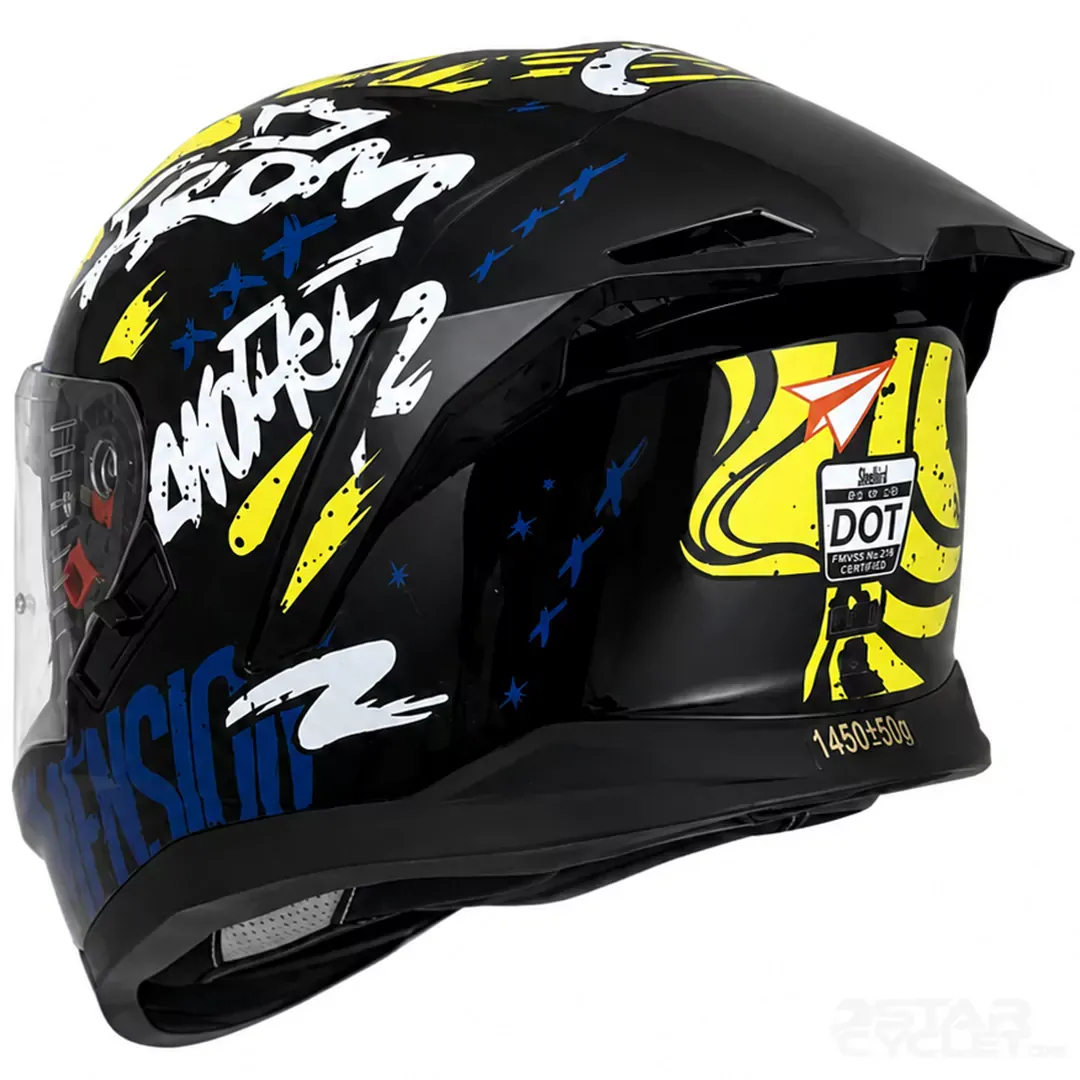 خرید کلاه کاسکت فک ثابت STEELBIRD مدل TSBH57 FIGHTERE BLACK BLUE WHITE YELLOW از نمایندگی