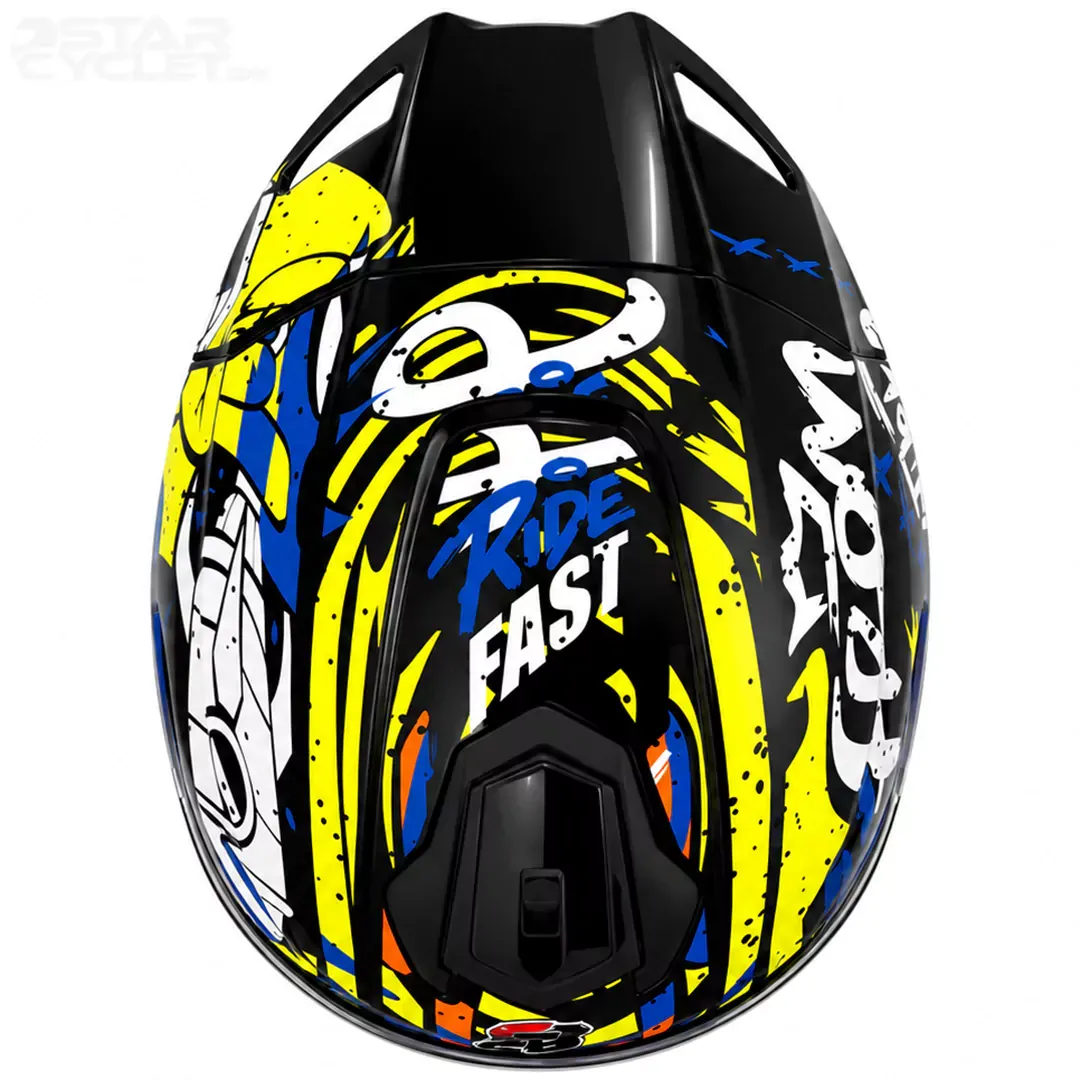خرید کلاه کاسکت فک ثابت STEELBIRD مدل TSBH57 FIGHTERE BLACK BLUE WHITE YELLOW با قیمت مناسب
