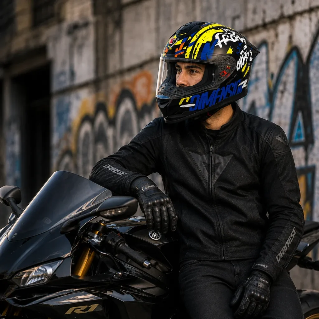 خرید کلاه کاسکت فک ثابت STEELBIRD مدل TSBH57 FIGHTERE BLACK BLUE WHITE YELLOW اورجینال