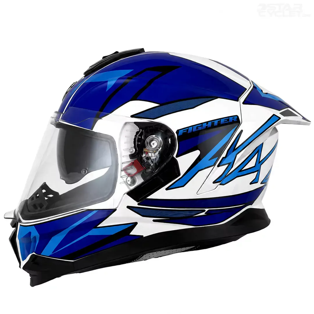 خرید کلاه کاسکت فک ثابت استیل برد مدل TSBH57 FIGHTERE BLUE WHITE