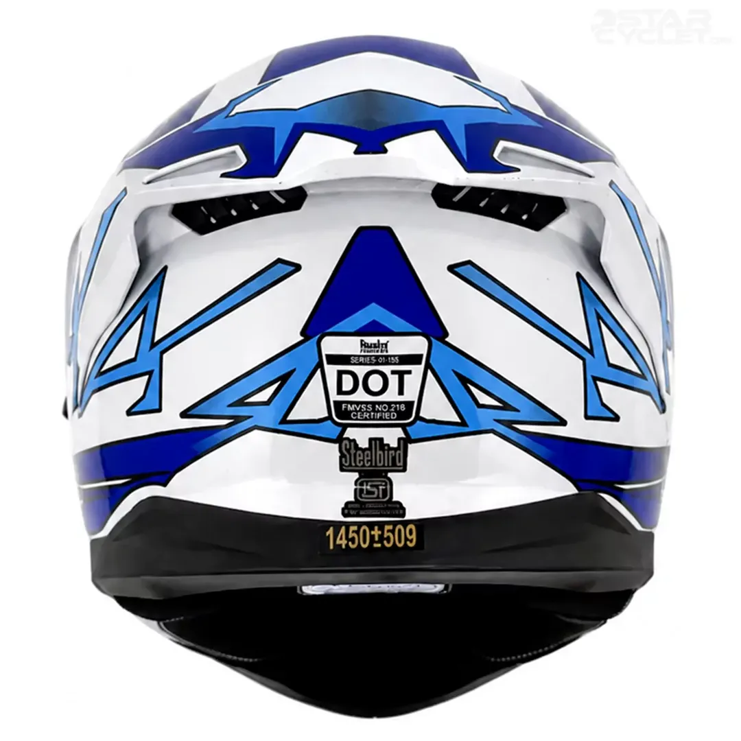 عکس کلاه کاسکت فک ثابت استیل برد مدل TSBH57 FIGHTERE BLUE WHITE