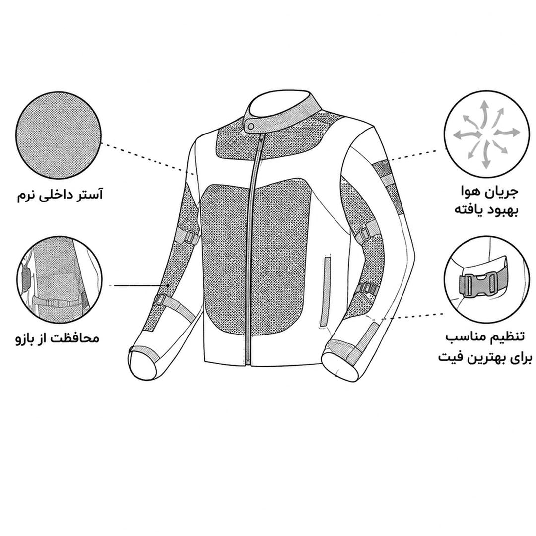 اینفو گرافی کاپشن تابستانی ارتک مدل SPIRAL MESH -ICE BLACK GREEN