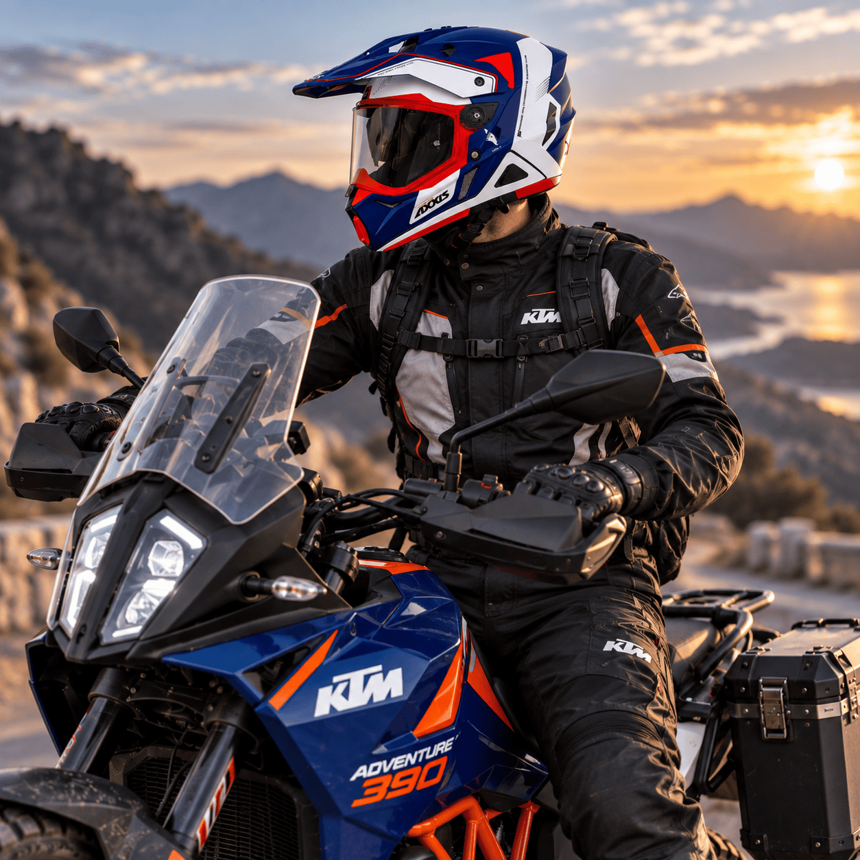 خرید کلاه کاسکت ادونچری اکسیس مدل WOLF DS ROADRUNNER C7 BLUE WHITE ORANGE از استارسیکلت - عکس