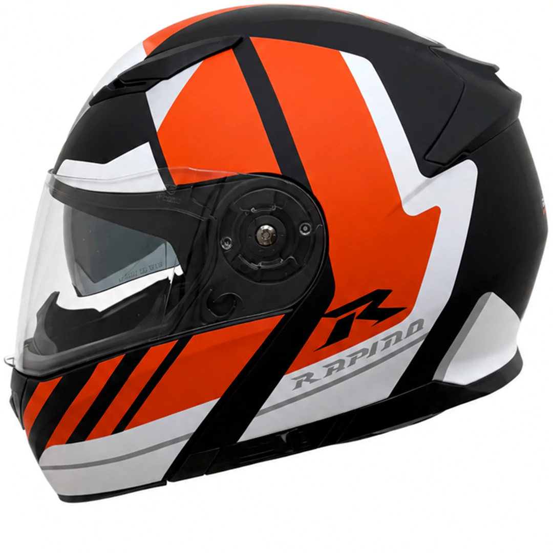 خرید کلاه کاسکت فک متحرک راپیدو مدل 950MATT BLACK WHITE ORANGE