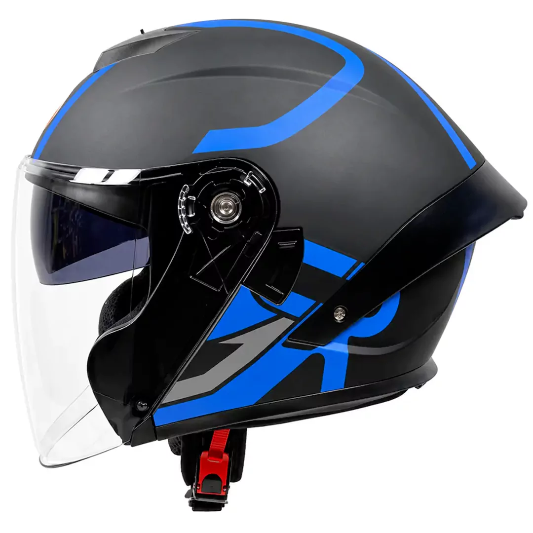 خرید کلاه کاسکت بدون فک ام اس پی مدل 336MATT BLACK BLUE