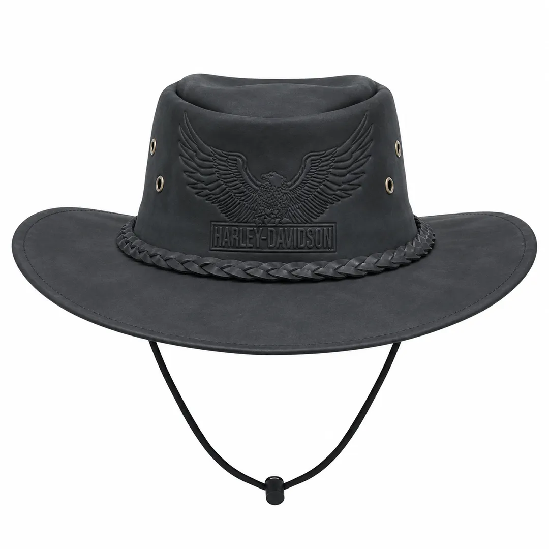 خرید کلاه هارلی دیویدسون مدل COWBOY BLACK جنس چرم