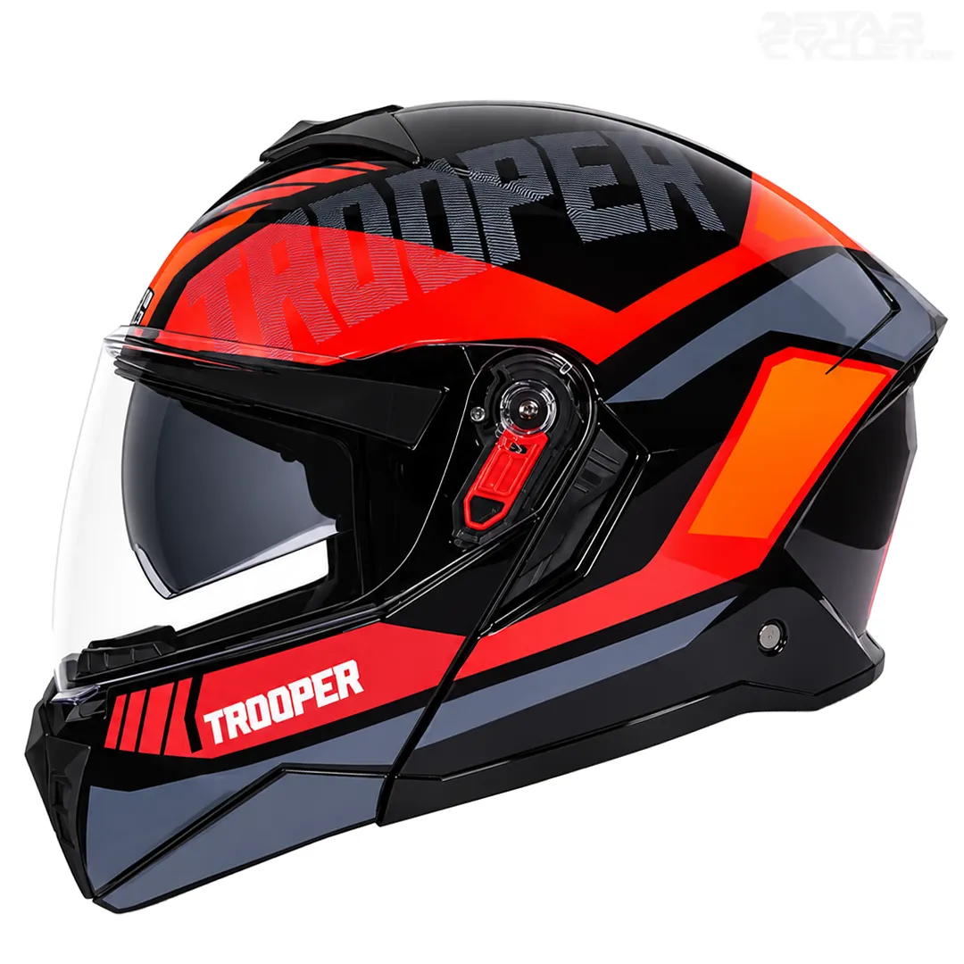 خرید کلاه کاسکت فک متحرک استادز مدل TROOPER D1 BLACK ORANGE