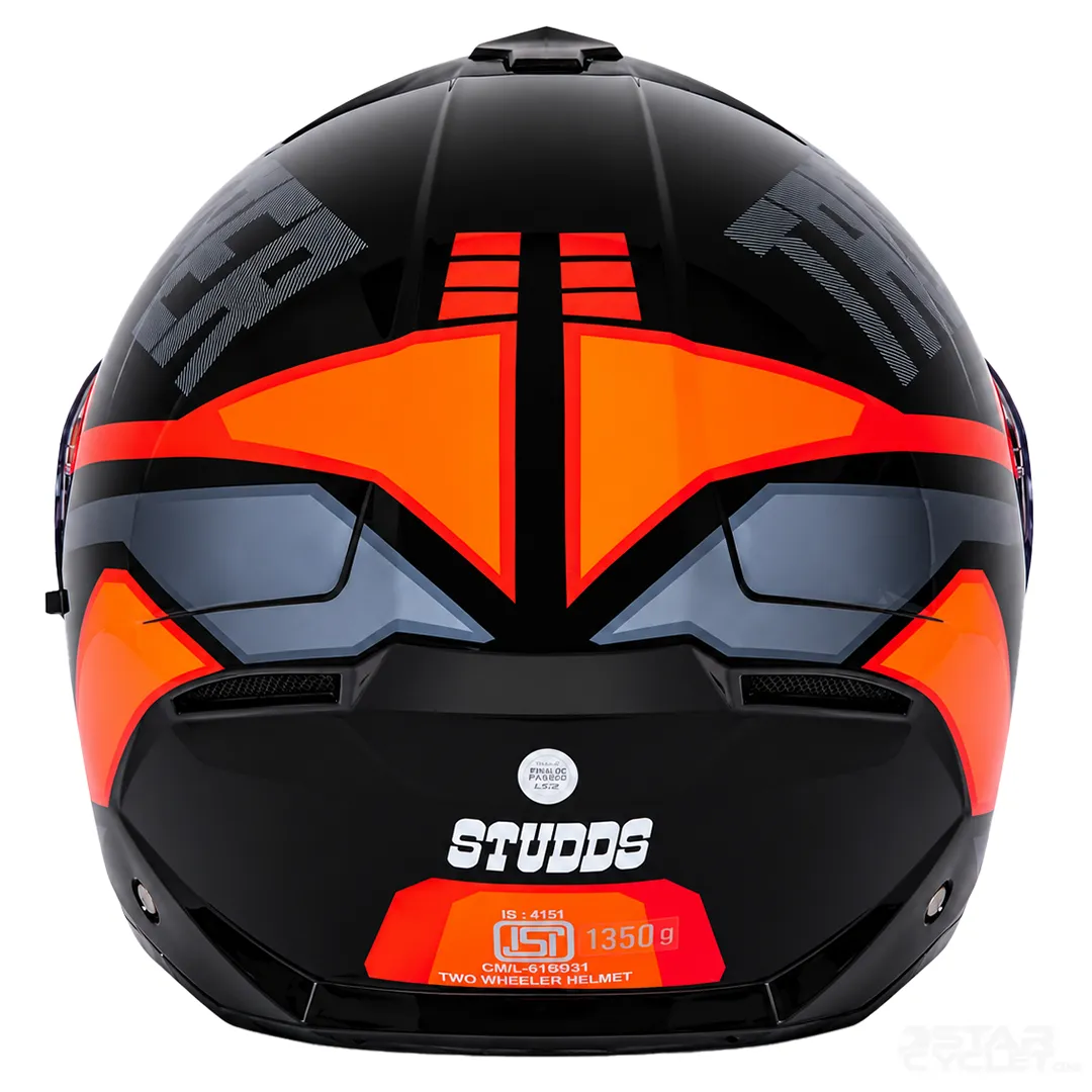عکس کلاه کاسکت فک متحرک استادز مدل TROOPER D1 BLACK ORANGE