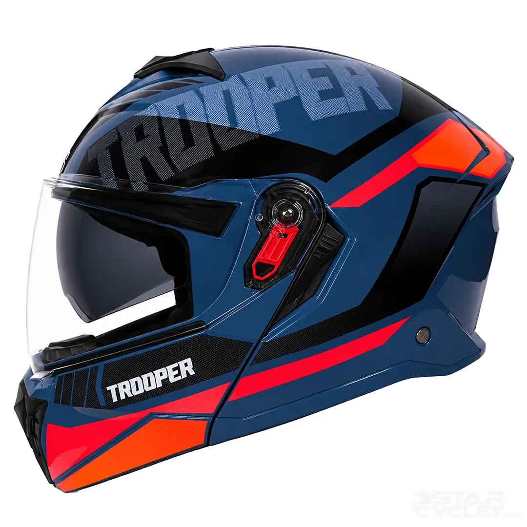 قیمت کلاه کاسکت فک متحرک استادز مدل TROOPER D1 BLUE ORANGE