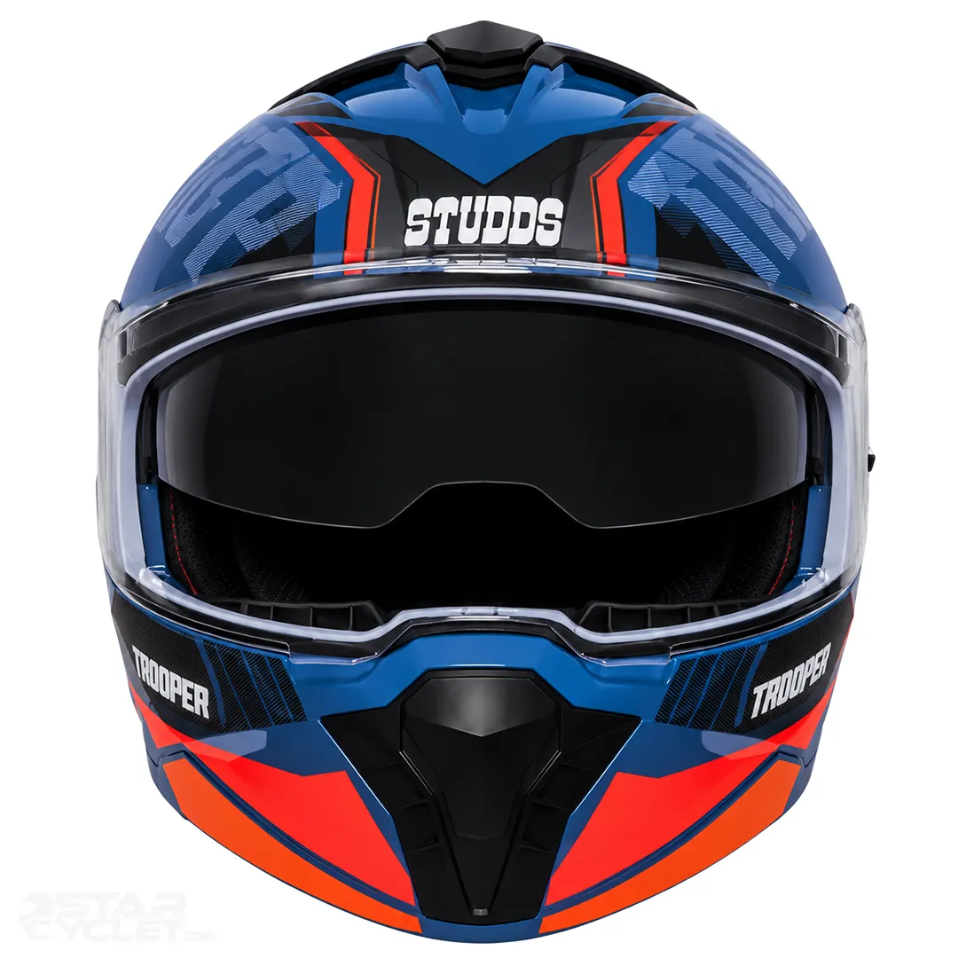 عکس کلاه کاسکت فک متحرک استادز مدل TROOPER D1 BLUE ORANGE