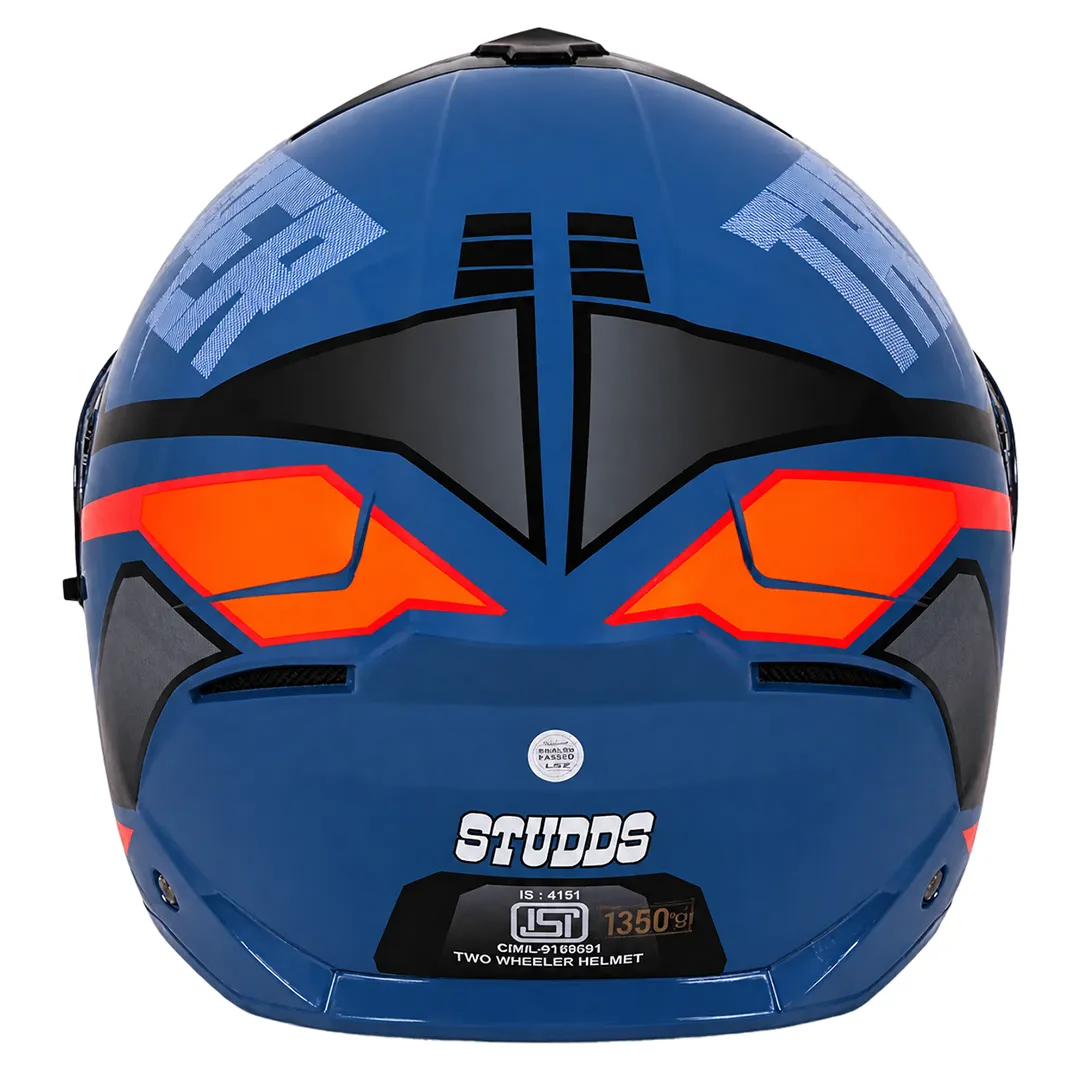 خرید کلاه کاسکت فک متحرک استادز مدل TROOPER D1 BLUE ORANGE با قیمت مناسب