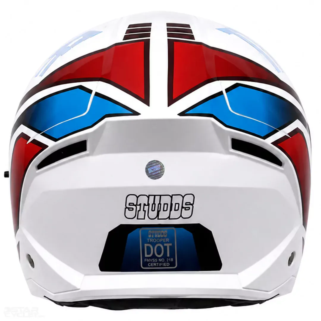 خرید کلاه کاسکت فک متحرک استادز مدل TROOPER D1 WHITE RED BLUE از نمایندگی