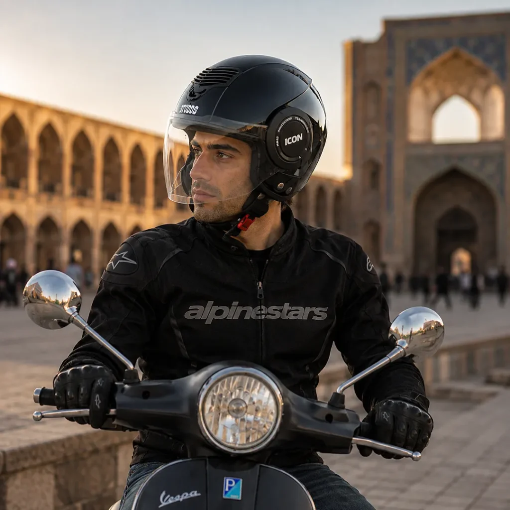خرید کلاه کاسکت بدون فک استادز مدل iCON BLACK با کیفیت بالا