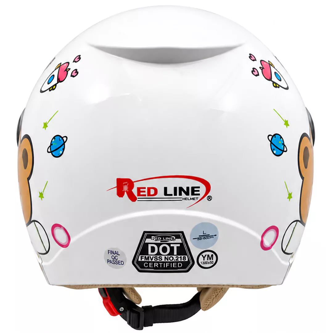 عکس کلاه کاسکت بدون فک بچگانه REDLINE مدل 10-908 BRIGHT WHITE LITTLE BEAR