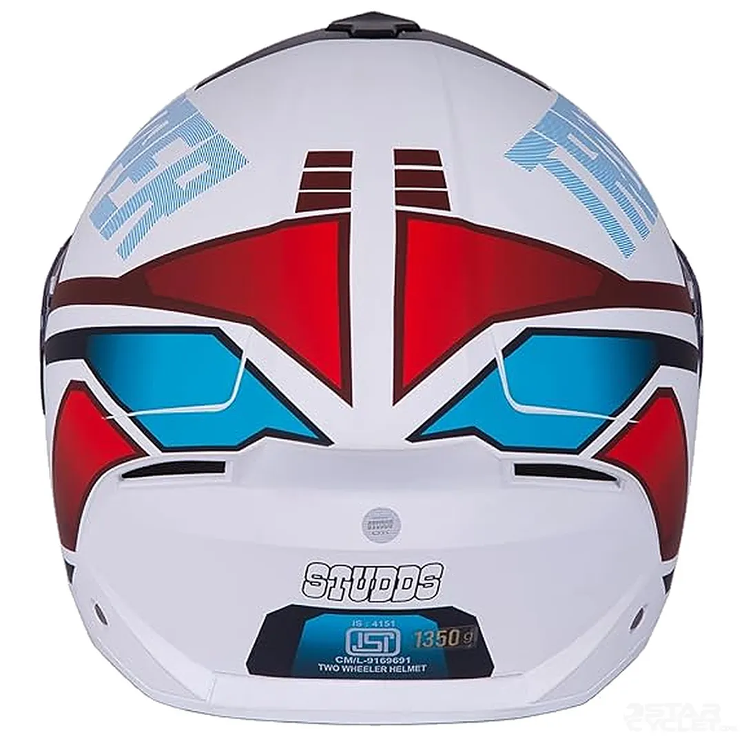عکس کلاه کاسکت فک متحرک استادز مدل TROOPER D1 MATT WHITE RED BLUE